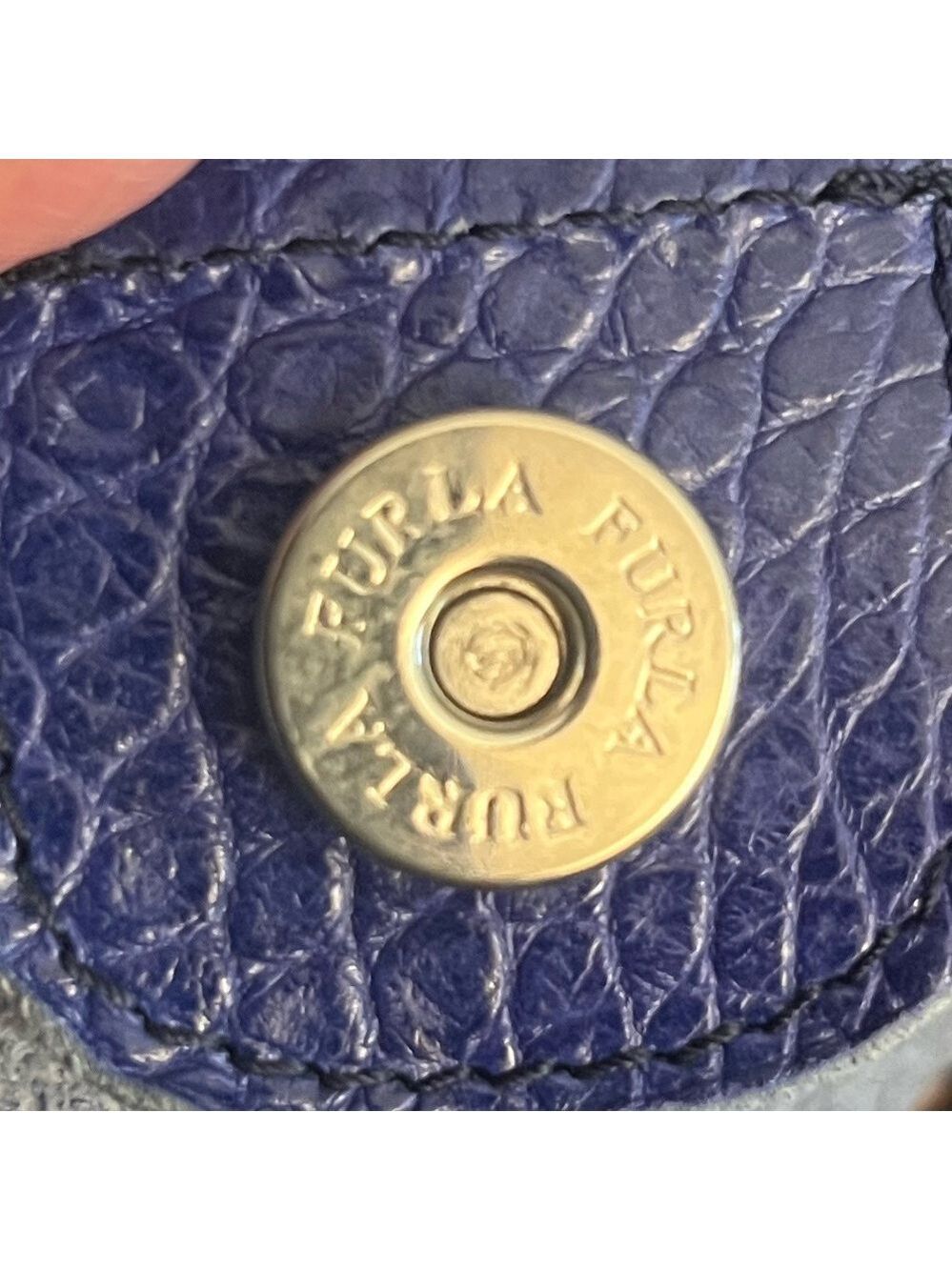 FURLA LEATHER (CANDY BAG) CROCODILE EMBOSSED SATCHEL TOTE PURPLE/BLUE - Picture 13 of 15